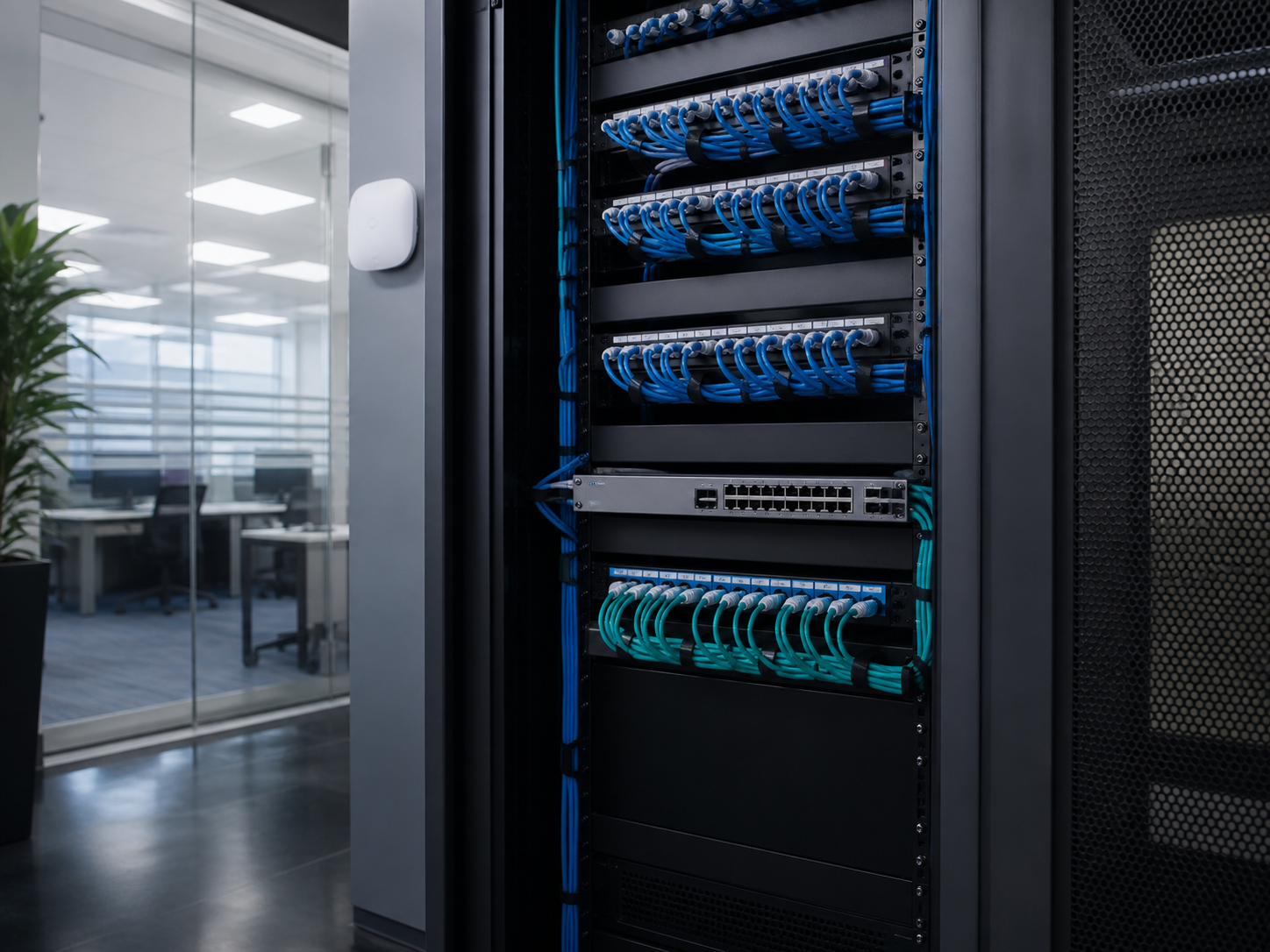 Rack e infraestrutura de rede integrada